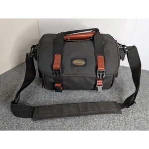 Vintage CANON Camera Bag Case Black Leather Accent Canvas